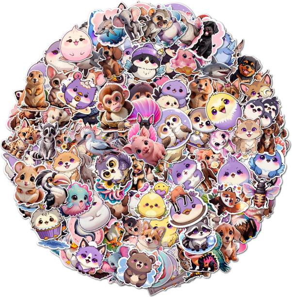 Obita 4.72 cm Cute Cartoon Animal Stickers for Scrapbook Journaling and Creative DIY Crafts Reusable Sticker