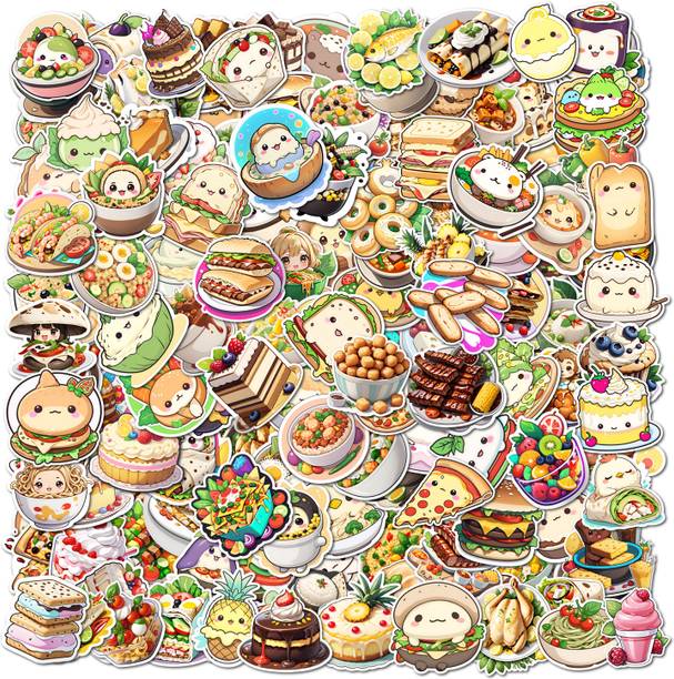 ClassyParadise 4.72 cm Cute Kawaii Sandwich Breakfast Lunch Dessert Sticker Collection Reusable Sticker