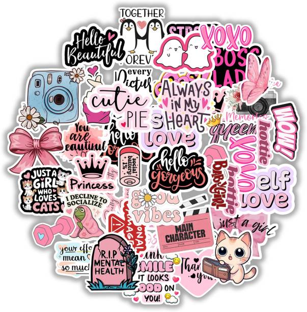 Comrade Collective 4 cm Girly Aesthetic Cute Pink Self Love, Attitude & Quote | Laptop, Bottle, Phone Self Adhesive Sticker
