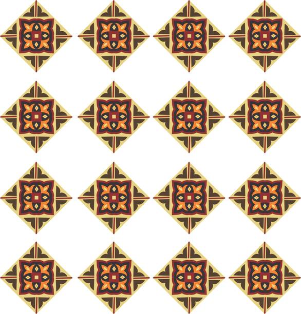 Epithet Studio 8 cm Decorative waterproof Floor sticker (16 pcs)_DKFS08 Size :- (8cm x 8cm) Self Adhesive Sticker