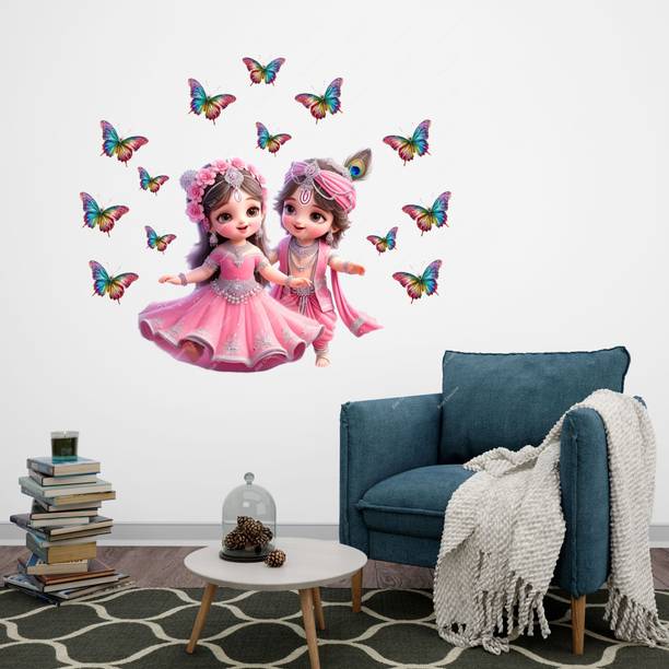 Reface Wall 60 cm Baby Radha Krishna Self Adhesive Sticker