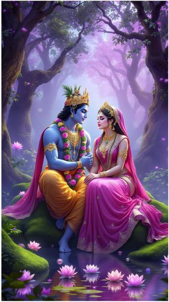 GLOBAL GRAPHICS 68 cm Radha Krishna Wall Sticker | Self Adhesive Waterproof Poster for Home Décor Self Adhesive Sticker