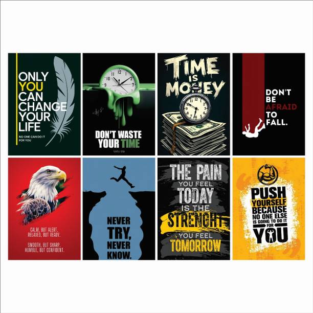 SAMANTA WALA 6 inch Motivational Quotes Poster for Wall Pack of 08 Self Adhesive Sticker