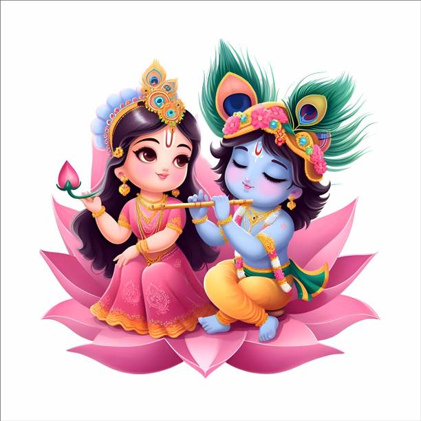 KatariyaAssosiat 59 cm "Radha Krishna Wall Sticker | Divine Love Wall Decoration Size (60 X 59 Cm) Removable Sticker
