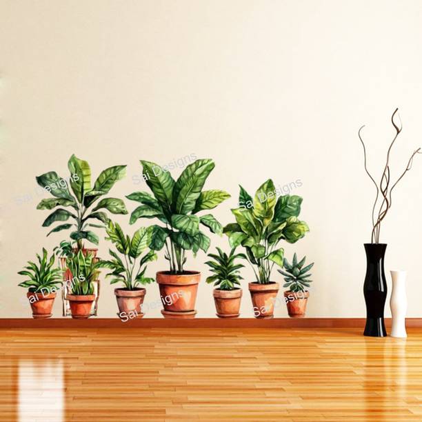 SAI DESIGNS 68 cm terra-cotta pots Wall Stickers. Self Adhesive Sticker