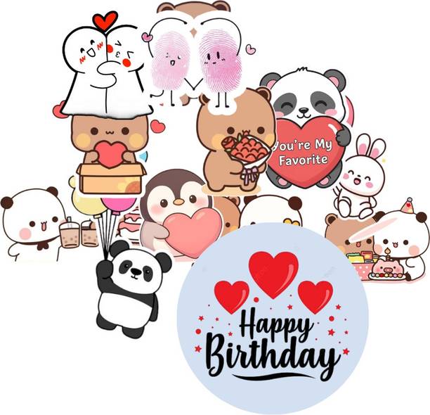 MJ PrintLab 2 inch Happy Birthday Vinyl Wall Sticker | Birthday Party Decoration Sticker Self Adhesive Sticker