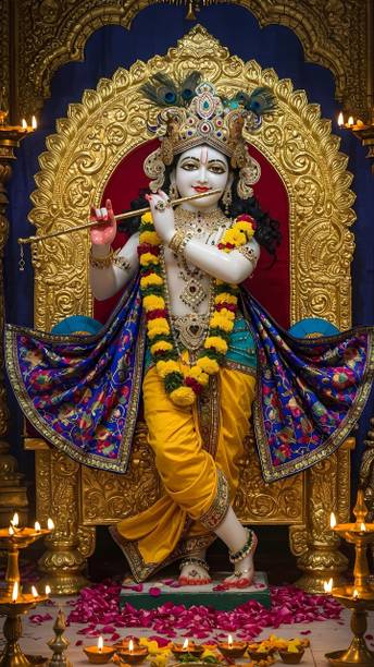 swaroopa 16.5 inch Lord Krishna Sticker Self Adhesive Sticker