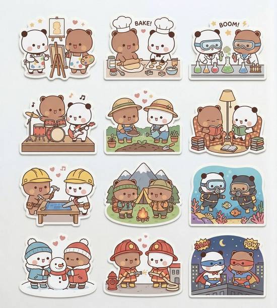 GadgetWave 8 cm Bubu Dudu Stickers for laptops, Mobile Self Adhesive Sticker