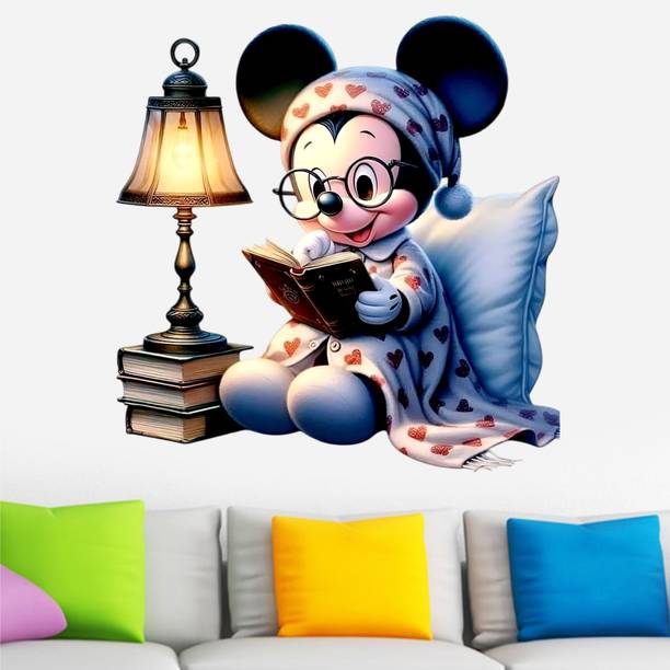 Krishna Sticker 46 cm mickey mouse reading book Wall Stickers For Kids room Self Adhesive Sticker