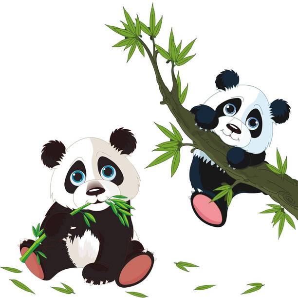 Hetshree Decor 20 inch Panda Bamboo Tree Wall sticker & Decals Self Adhesive Sticker