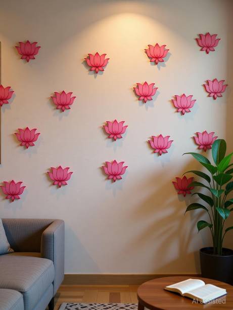 specialyou.in 4 inch Lotus Sticker, Wall Stickers for Living Room, Pooja Room, W