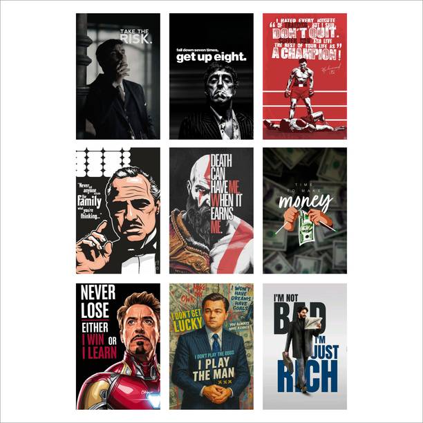 SAMANTA WALA 6 inch HERORES MOTIVATION POSTER FOR WALL, DOOR AND TABLE PACK OF 09 Self Adhesive Sticker