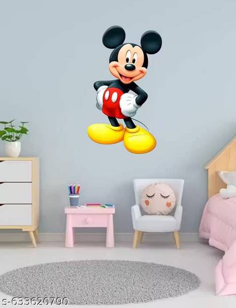 Anaya Creations 40 cm Mickey Mouse Wall Sticker for Living Room, Bedroom Self Adhesive Sticker