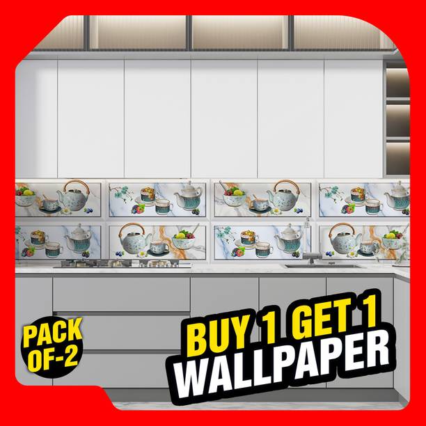 Decor1ders 100 cm Buy 1 Get 1 Free Wallpaper For Kitchen Wall Each 1Mtr-Kitchen Wallpaper-39-2Roll Self Adhesive Sticker