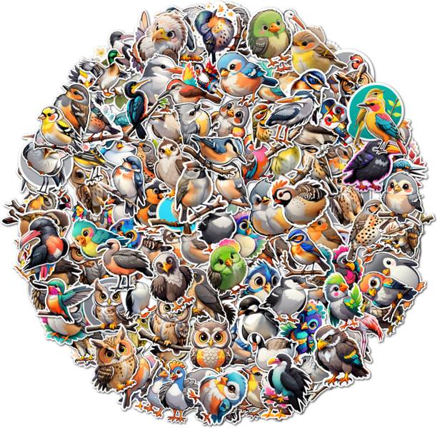 ClassyParadise 4.72 cm Huge Cartoon Bird Sticker Collection with Cute Forest and Wild Bird Designs Reusable Sticker