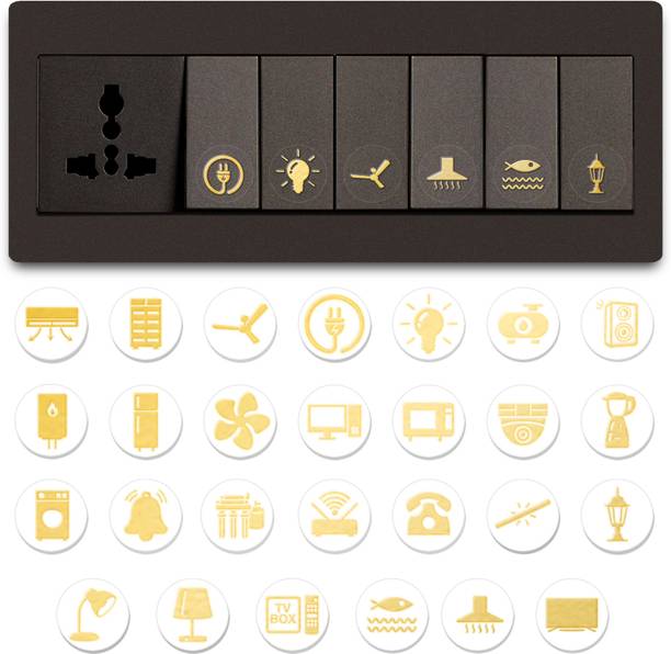 TILKOR 0.5 inch 1.5 cm Premium 24K Golden Holographic Foil Embossed Gold Switch Stickers Self Adhesive Sticker