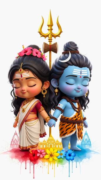 swaroopa 16.5 inch Shiv Shankar Mahadev Sticker Self Adhesive Sticker
