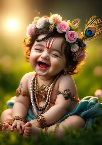 Xenthora 29.7 cm Baby Krishna A4 Size Photo Sticker Self Adhesive Sticker