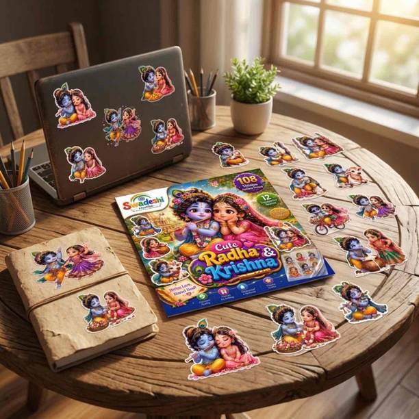 Ganz 10 cm Radha Krishna Art Stickers Self Adhesive Sticker