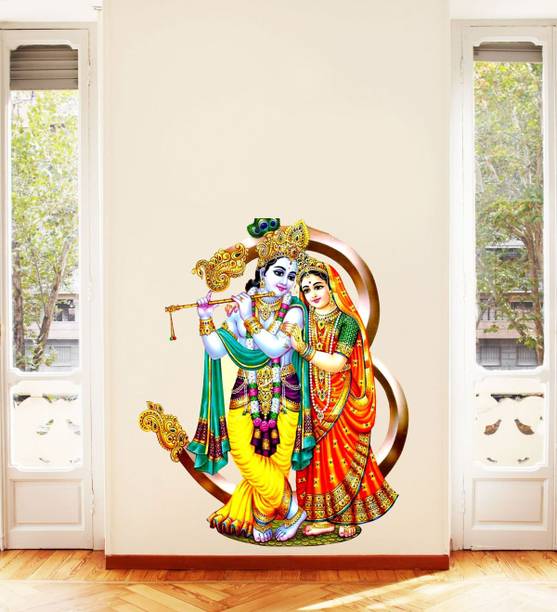 Decoration Designs 58 cm Radha Krishna god Wall Sticker and Home Décor Self Adhesive Sticker