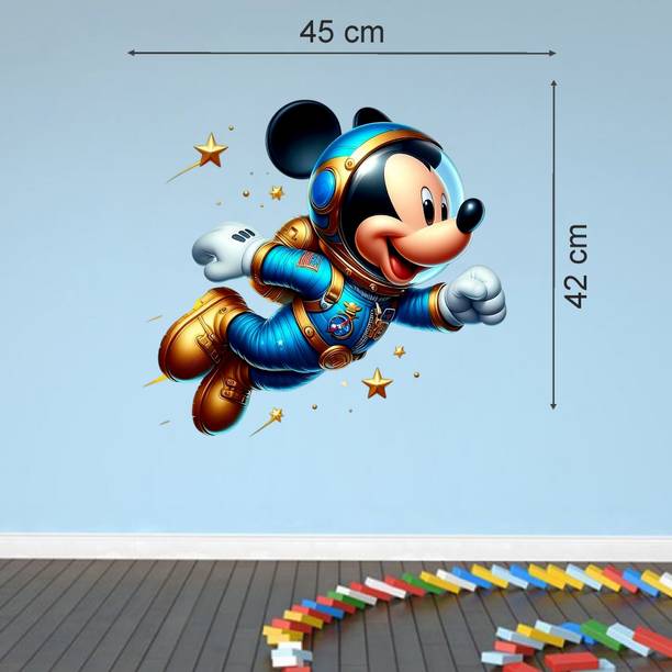 Approach Decor 45 cm Mickey Mouse and Minnie Mouse flying in parachute wall sticker Self Adhesive Sticker