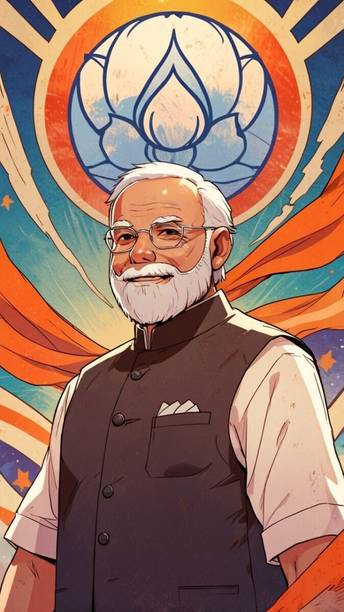 swaroopa 16.5 inch Narendra Modi Sticker Self Adhesive Sticker