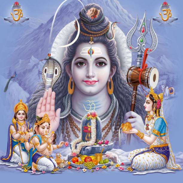 voorkoms 20 cm Lord Shiva Family Home Décor Poster Wall Art Décor Office room Décor 8x8 Inch Self Adhesive Sticker