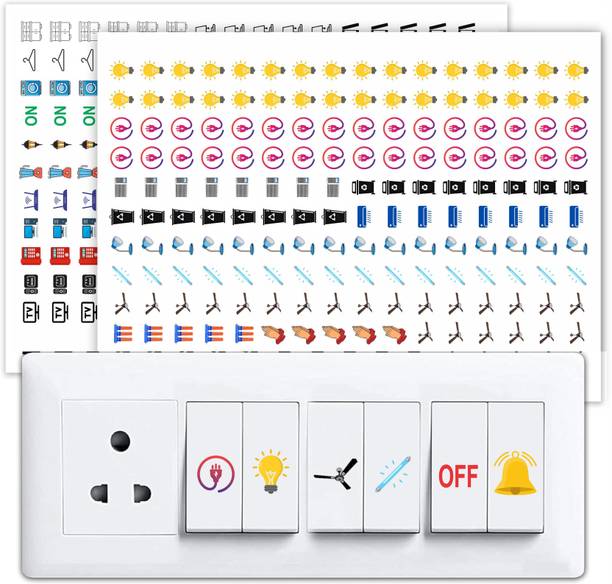 TILKOR 0.5 inch Self-Adhesive Switch Stickers- 40 Designs for Electric Board Appliances, Self Adhesive Sticker