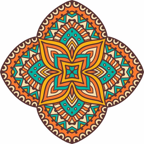 Decorprint 24 inch Floor Rangoli 24x24 Inches Square Shape Stickers for Home,Office,Schools - 230 Self Adhesive Sticker