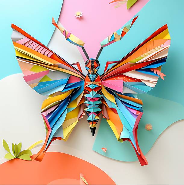 EXO DECOR 18 inch Stick_Insect_Origami 3D Animals Decorative Wall Sticker for Home, Living Room Self Adhesive Sticker