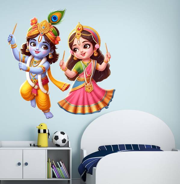 Reface Wall 48 cm Radha Krishna Gaeba Self Adhesive Sticker