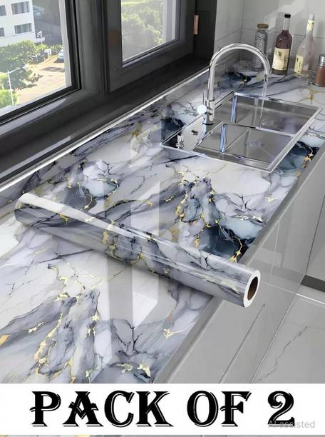 SIRTERIQ 400 cm Self-adhesive Oil Proof & Waterproof Removable Stickers For Kitchen Self Adhesive Sticker