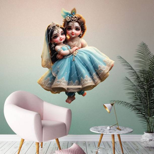 Reface Wall 48 cm Krishna Raise Radha Self Adhesive Sticker