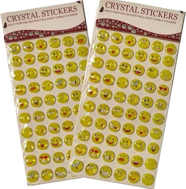 Gauravee Enterprises 2 cm Crystal Smiley Face Expression Stickers Googly Sticker – Funny Art & Craft Self Adhesive Sticker