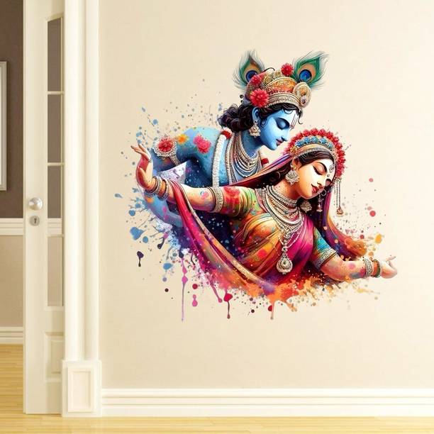 Krishna Sticker 40 cm Radha Rrishna wall stickers For Living Room Kids room Bedroom Self Adhesive Sticker