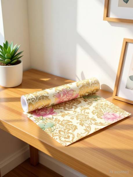 FOKRIM 300 cm ST- Majestic Golden Damask 45x300 Self Adhesive Sticker
