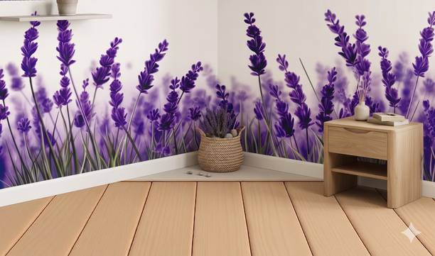 MY WALLORA 100 cm Lavender Floral Border Wall Sticker Self Adhesive Sticker