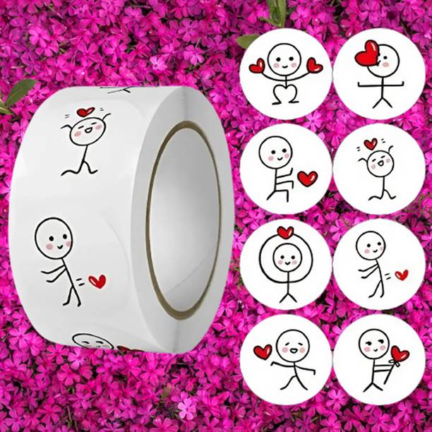 Taptocart 2.5 cm Cute Stickman Multi Use Stickers 500 Pcs Self Adhesive Sticker