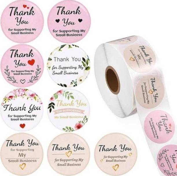 Posh store 2.5 cm Thank You Supporting Stickers Roll Non-Reusable Sticker Non-Reusable Sticker