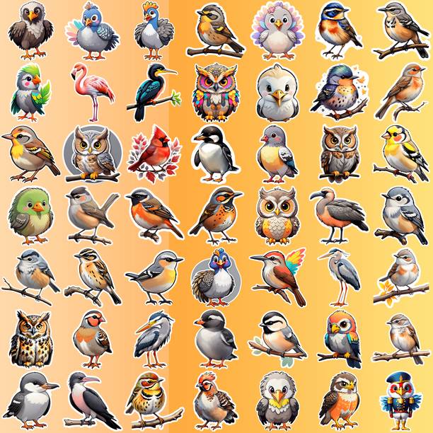 ClassyParadise 4.72 cm Cute Bird Sticker Set for Scrapbooks Laptops Bottles & Journals Reusable Sticker
