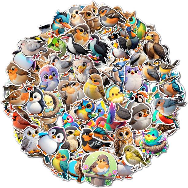 CraftDecor 4.72 cm Cute Cartoon Bird Sticker Mega Collection for Kids Craft and Creative Decor Reusable Sticker