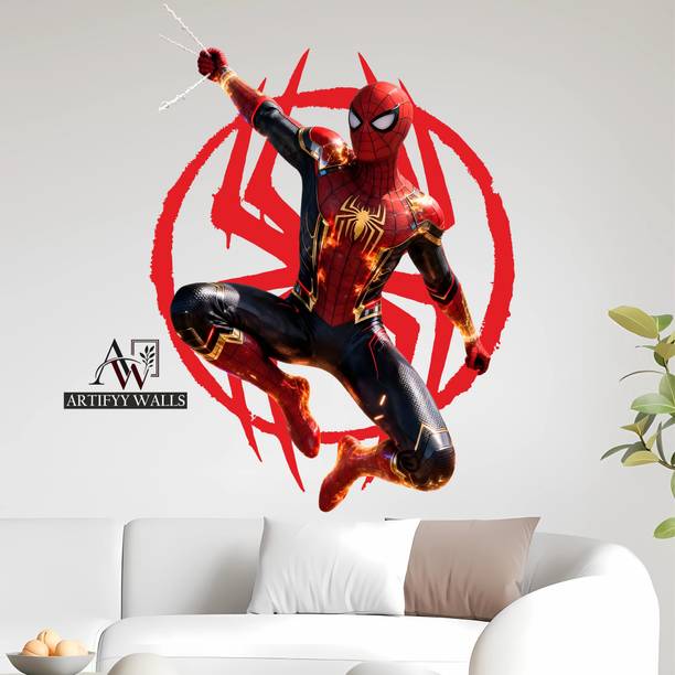 ArtifyyWalls 24 inch Spiderman Wall Sticker for Home Decor Self Adhesive Sticker