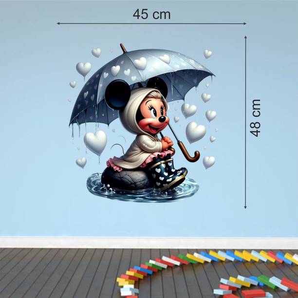 Approach Decor 48 cm mickey mouse sitting in the rain with an umbrella Wall Sticker For kids room Self Adhesive Sticker