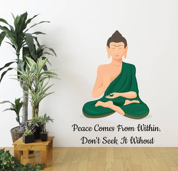 wallstar 70 cm Buddha in a meditative pose wallsticker Self Adhesive Sticker