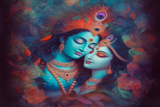 Zrintly 91 cm Radha krishna (Posters-36Inch X 24Inch) Self Adhesive Sticker