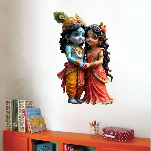 Reface Wall 58 cm Radha Krishna Couple Self Adhesive Sticker