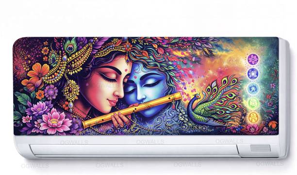 OGWalls 76 cm Radha Krishna Flute ac stickers Self Adhesive Sticker
