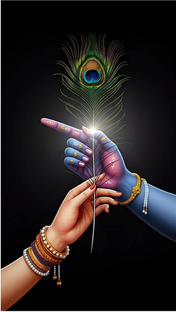 GLOBAL GRAPHICS 68 cm Radha Krishna Hands Beautifull Wall Poster-Wall Sticker Self Adhesive Sticker