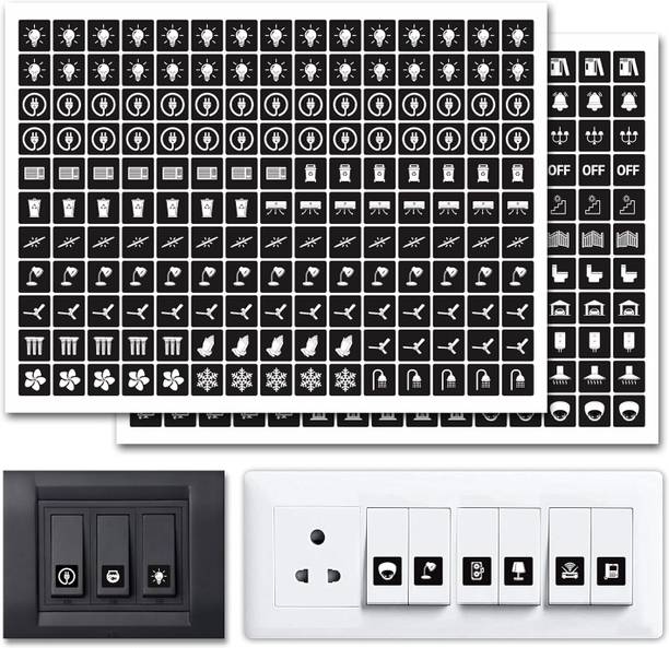 Lakshmina Enterprises 1.5 cm Transparent Switch Board Stickers, 560 Labels with 28 Icons Self Adhesive Sticker