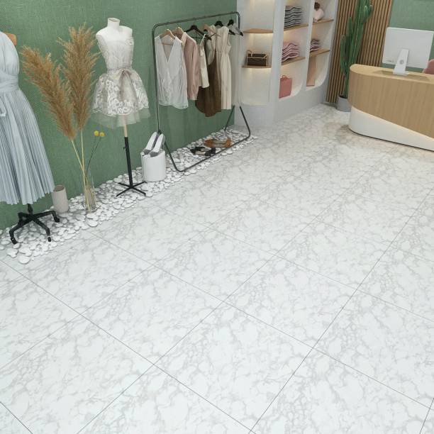 WallBerry 45 cm X 45 cm X 1.5mm X 20 Tiles (Area Cover 44 Sq. Feet) Marble Floor Tiles Self Adhesive Sticker